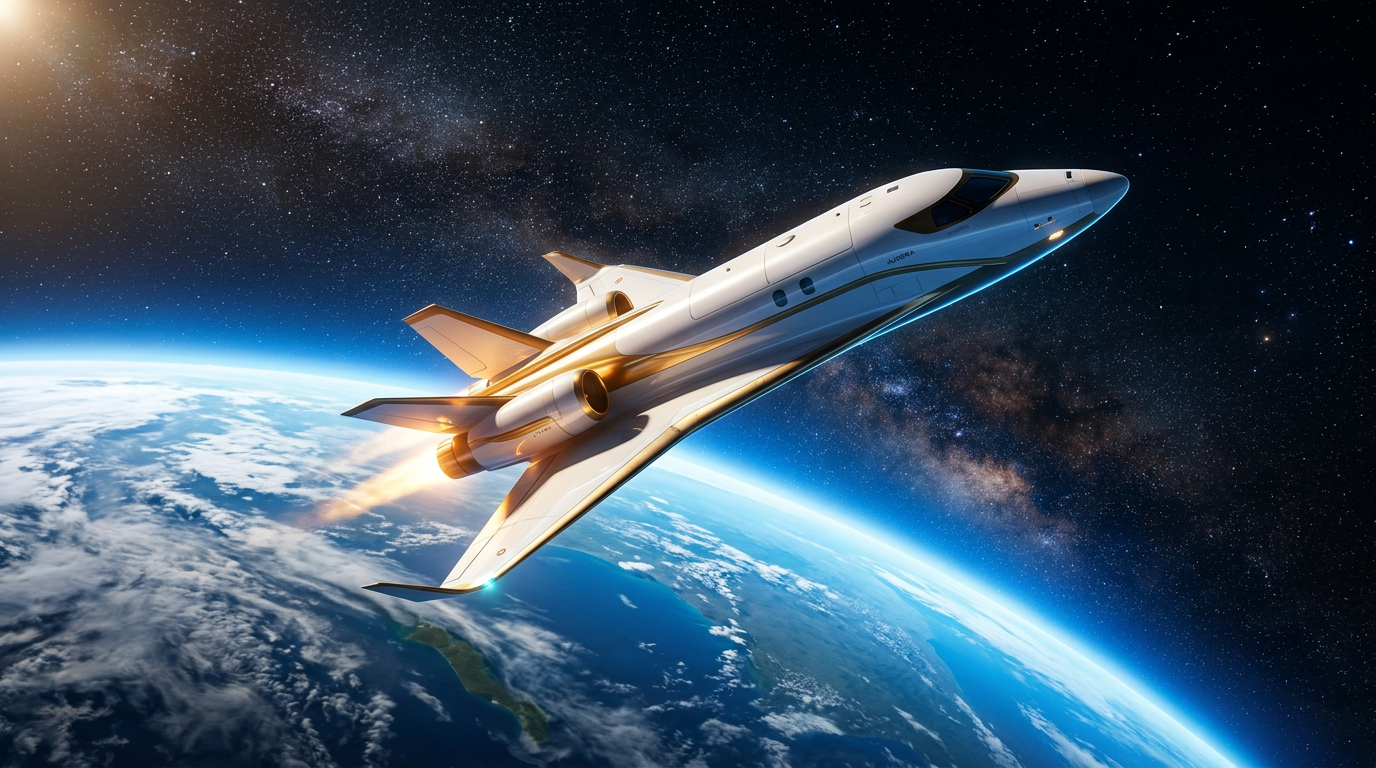 Civilian spaceflight vehicle ascending toward the stars